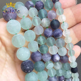 Colorful Fluorite Round Gem Loose Beads 15'' 6 8 10 12mm
