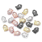 3Pcs Buddha Head Copper Zirconia Spacer Beads DIY Jewelry Findings