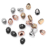 3Pcs Buddha Head Copper Zirconia Spacer Beads DIY Jewelry Findings