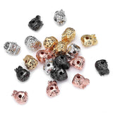 3Pcs Buddha Head Copper Zirconia Spacer Beads DIY Jewelry Findings
