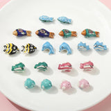2pcs Hand Painted Fish Ceramic Beads for Jewelry Making