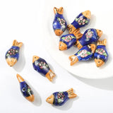 2pcs Hand Painted Fish Ceramic Beads for Jewelry Making