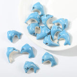 2pcs Hand Painted Fish Ceramic Beads for Jewelry Making