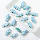 2pcs Hand Painted Fish Ceramic Beads for Jewelry Making