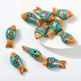 2pcs Hand Painted Fish Ceramic Beads for Jewelry Making