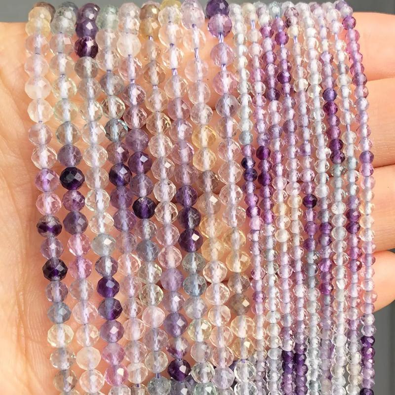 Colorful Fluorite Natural Stone Beads 2-4mm Round Loose Beads for Jewelry Making