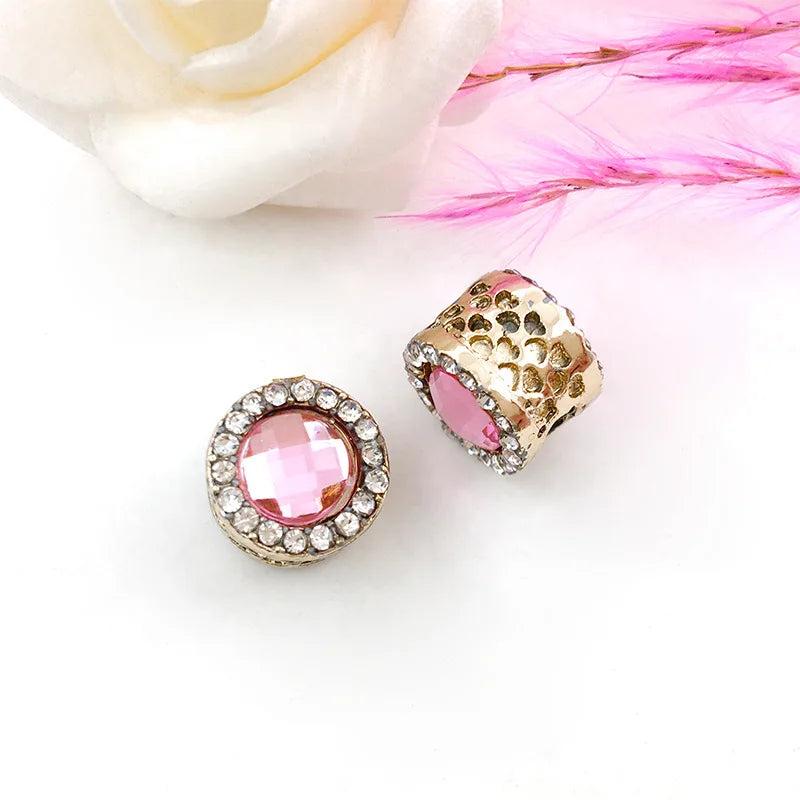 5pcs 11x10mm KC Rhinestone Large Hole Spacer Bead DIY Jewelry Making