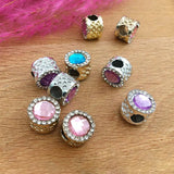 5pcs 11x10mm KC Rhinestone Large Hole Spacer Bead DIY Jewelry Making