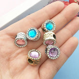 5pcs 11x10mm KC Rhinestone Large Hole Spacer Bead DIY Jewelry Making