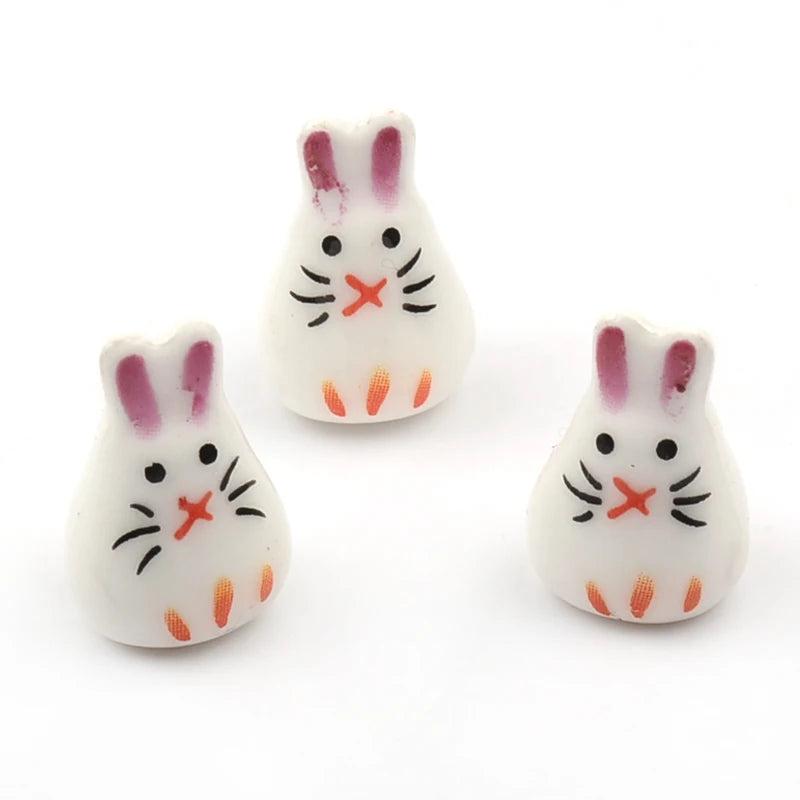 Rabbit Shape Ceramic Beads Pendant Porcelain Jewelry Part