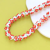 6pcs Ins Printed Ceramic Flowers Beads for DIY Necklaces Ear Accessories