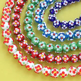 6pcs Ins Printed Ceramic Flowers Beads for DIY Necklaces Ear Accessories