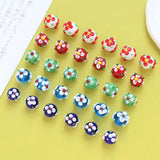 6pcs Ins Printed Ceramic Flowers Beads for DIY Necklaces Ear Accessories