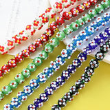 6pcs Ins Printed Ceramic Flowers Beads for DIY Necklaces Ear Accessories