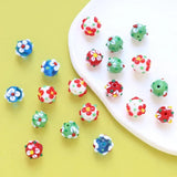 6pcs Ins Printed Ceramic Flowers Beads for DIY Necklaces Ear Accessories