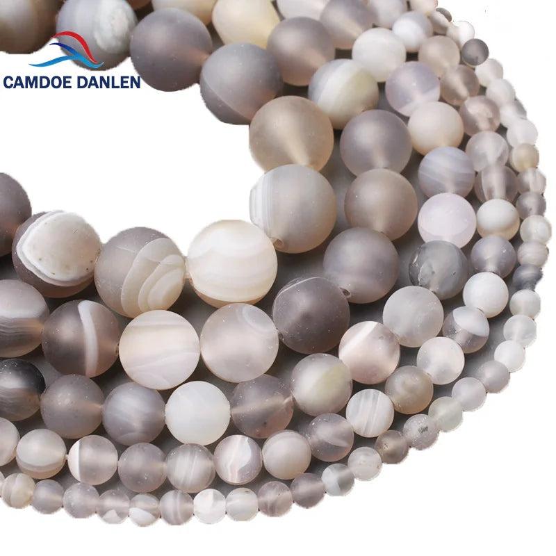 Natural Stone Matte Gray Beads 4-12 MM for DIY Necklace Bracelet Making