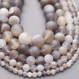 Natural Stone Matte Gray Beads 4-12 MM for DIY Necklace Bracelet Making