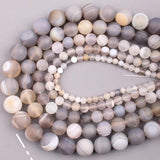 Natural Stone Matte Gray Beads 4-12 MM for DIY Necklace Bracelet Making