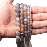 Natural Stone Matte Gray Beads 4-12 MM for DIY Necklace Bracelet Making