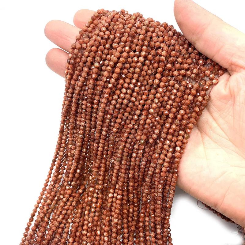 Sandstone Spinel Beads Round Faceted Crystal Beads for DIY Necklaces 2/3/4mm