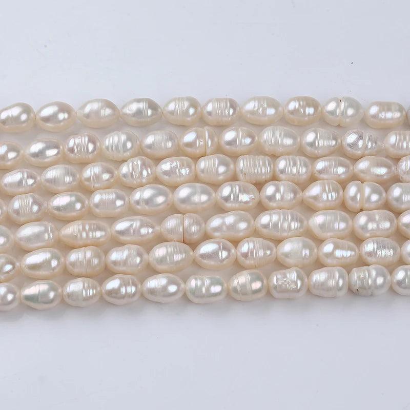 7-8mm Freshwater Pearl Beads Rice Shaped Real Jewelry Making DIY