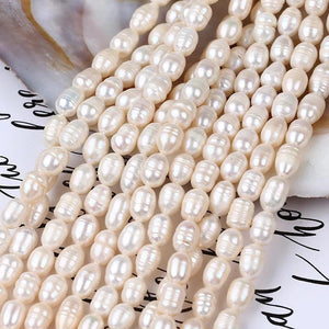 7-8mm Freshwater Pearl Beads Rice Shaped Real Jewelry Making DIY
