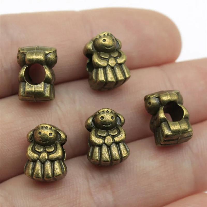 10pcs Little Girl Big Hole Beads Antique Bronze