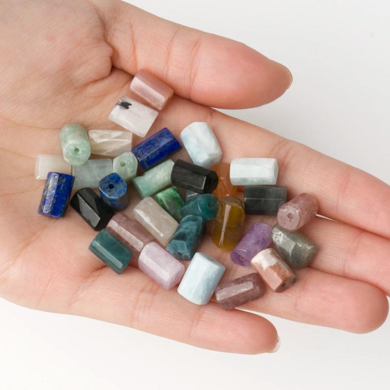 Faceted Natural Stone Cylinder Beads for Jewelry Making