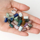 Faceted Natural Stone Cylinder Beads for Jewelry Making