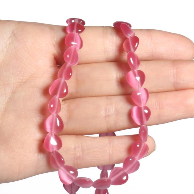 8x8mm Cat Eye Love Heart Moonstone Beads 15''