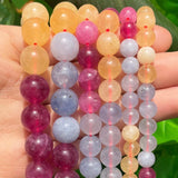 Mixed Aquamarine Citrine Strawberry Quartz Stone Beads 15''