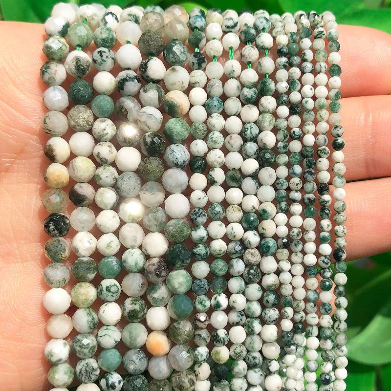 Natural Tree Agate Faceted Stone Beads 15''