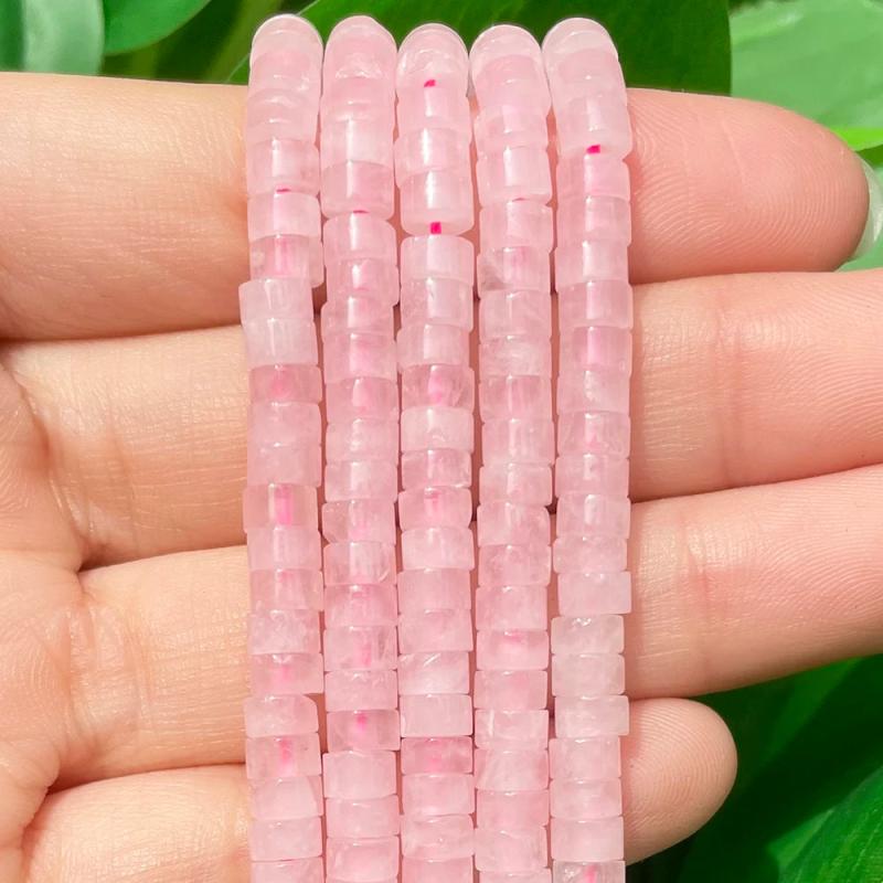 Pink Quartz Rondelle Stone Beads for Jewelry Making