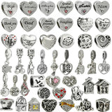 10Pcs Silver Heart Charms for Bracelets Necklaces DIY Jewelry Making