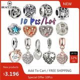 10Pcs Silver Peach Crystal Beads DIY Bracelet Accessories