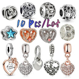 10Pcs Silver Peach Crystal Beads DIY Bracelet Accessories