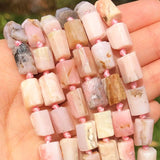 Faceted Pink Opal Cylinder Stone Beads for Jewelry Making