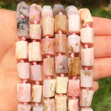 Faceted Pink Opal Cylinder Stone Beads for Jewelry Making