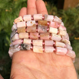 Faceted Pink Opal Cylinder Stone Beads for Jewelry Making