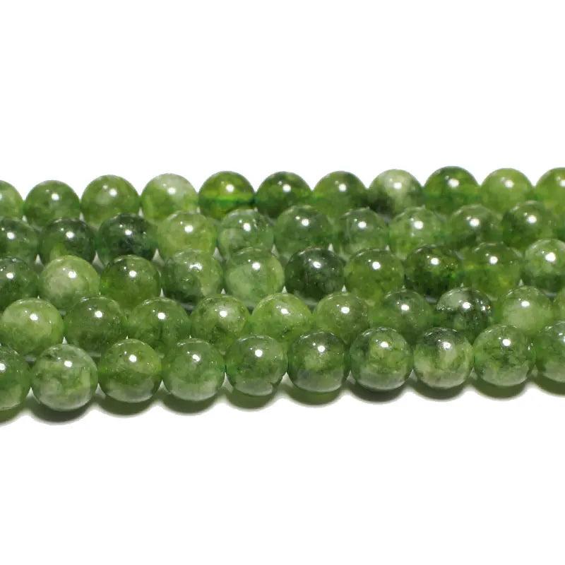Green Natural Stone Charms Beads Diopside Loose Round Chalcedony