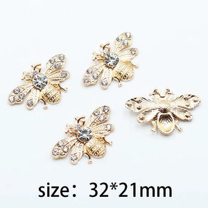 10pcs 21*32mm Insect Mini Bee Rhinestone Box DIY Alloy Jewelry Accessories