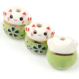 13mm Lucky Cat Ceramic Beads Charm Necklaces Women Pendants