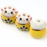 13mm Lucky Cat Ceramic Beads Charm Necklaces Women Pendants