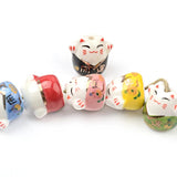 Chinese Lucky Cat Ceramic Beads 16x17mm Home Decor
