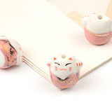 Chinese Lucky Cat Ceramic Beads 16x17mm Home Decor