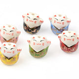 Chinese Lucky Cat Ceramic Beads 16x17mm Home Decor