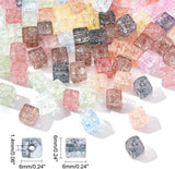 6mm Crackle Square Glass Beads Colorful Crystal for Jewelry Making