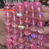Pink Austria Crystal Synthesis Glitter Moon Stone Beads 15''