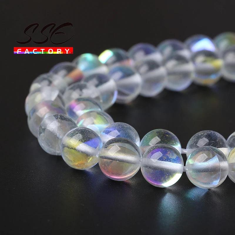 Austria Crystal Glitter Moon Stone Beads DIY Charm Bracelet