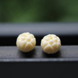 20Pcs Carved Flower Beads 10mm Beige for Jewelry DIY Craft